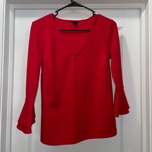 Ann Taylor red v-neck flutter sleeve top